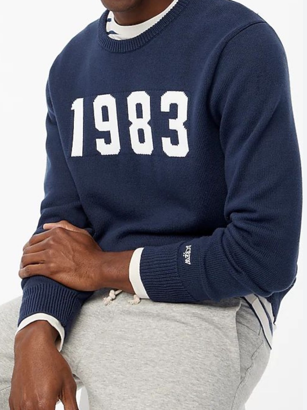 J.Crew "1983" graphic pullover sweatshirt size small navy with white lettering